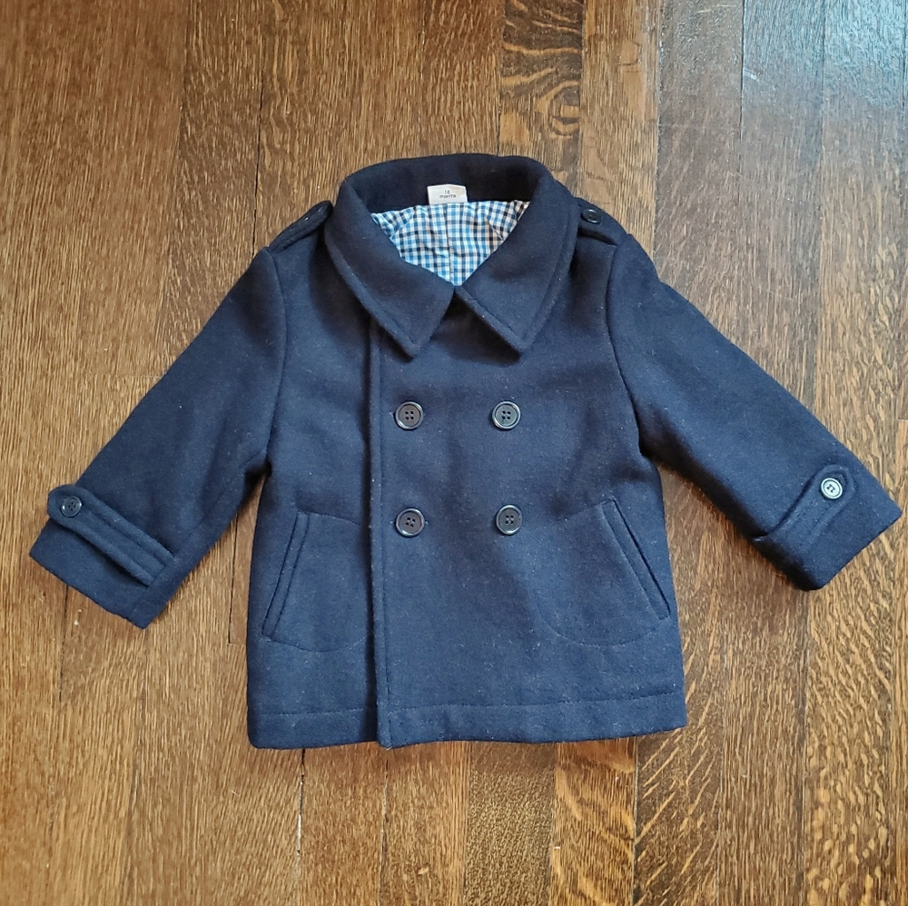 Egg navy wool boys pea coat size 18 months